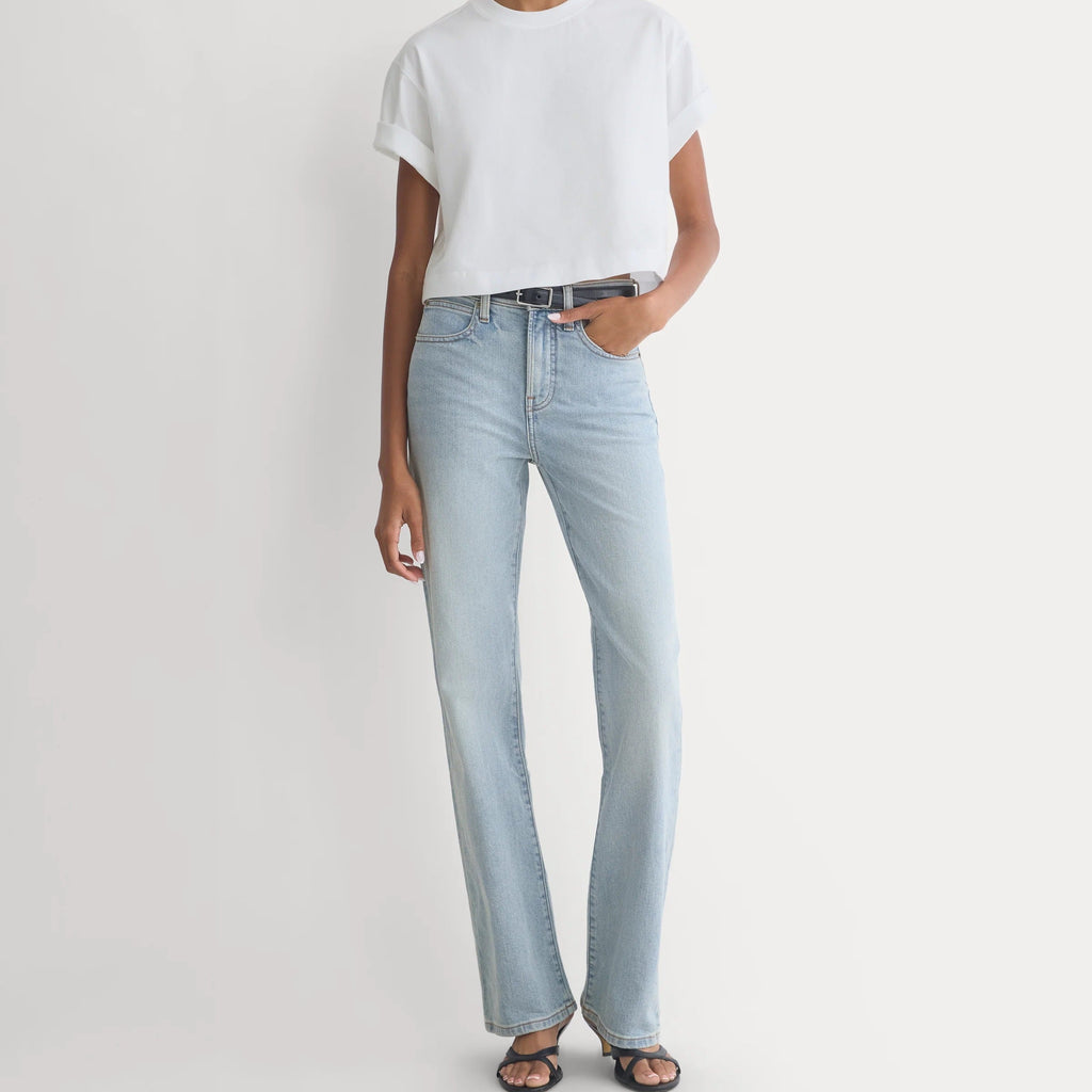 High Waisted Slim Fit Straight Leg Jeans