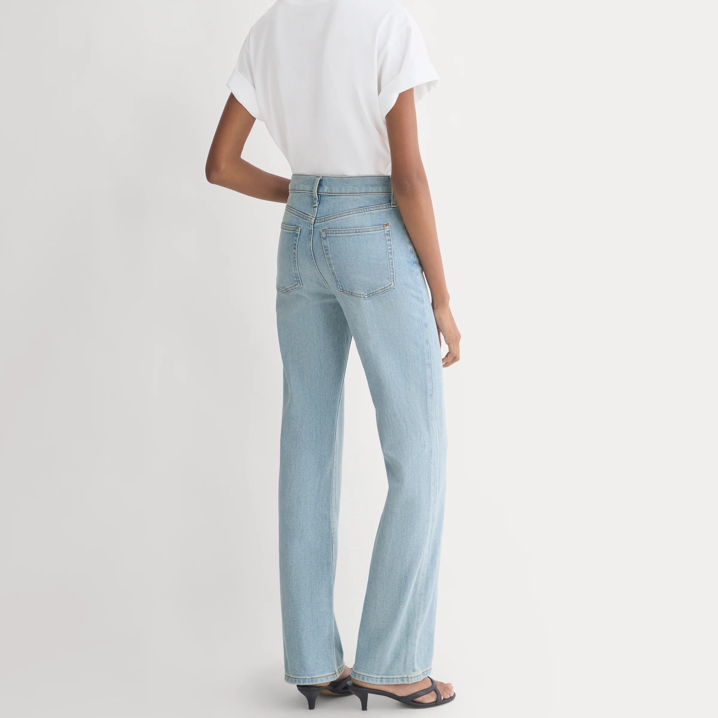 High Waisted Slim Fit Straight Leg Jeans