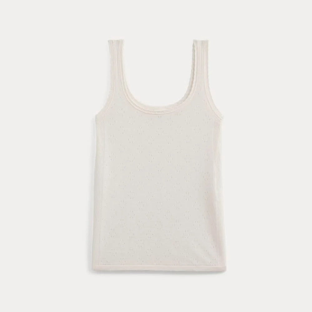 Lace-Trimmed Tank in Fine Linen