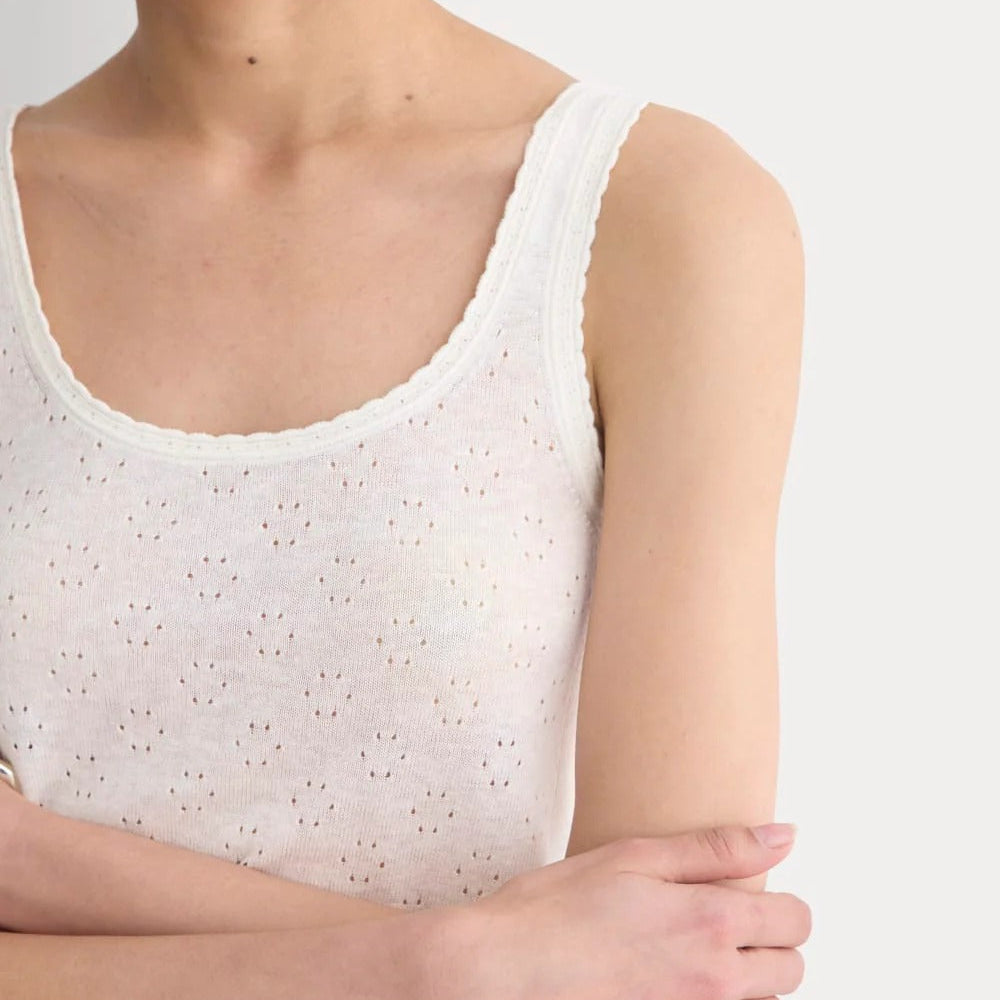 Lace-Trimmed Tank in Fine Linen