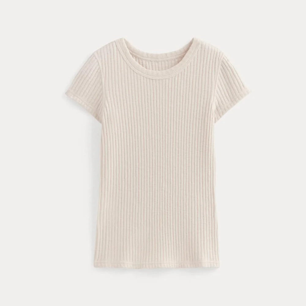 Solid Color Comfortable Ribbed T Shirt