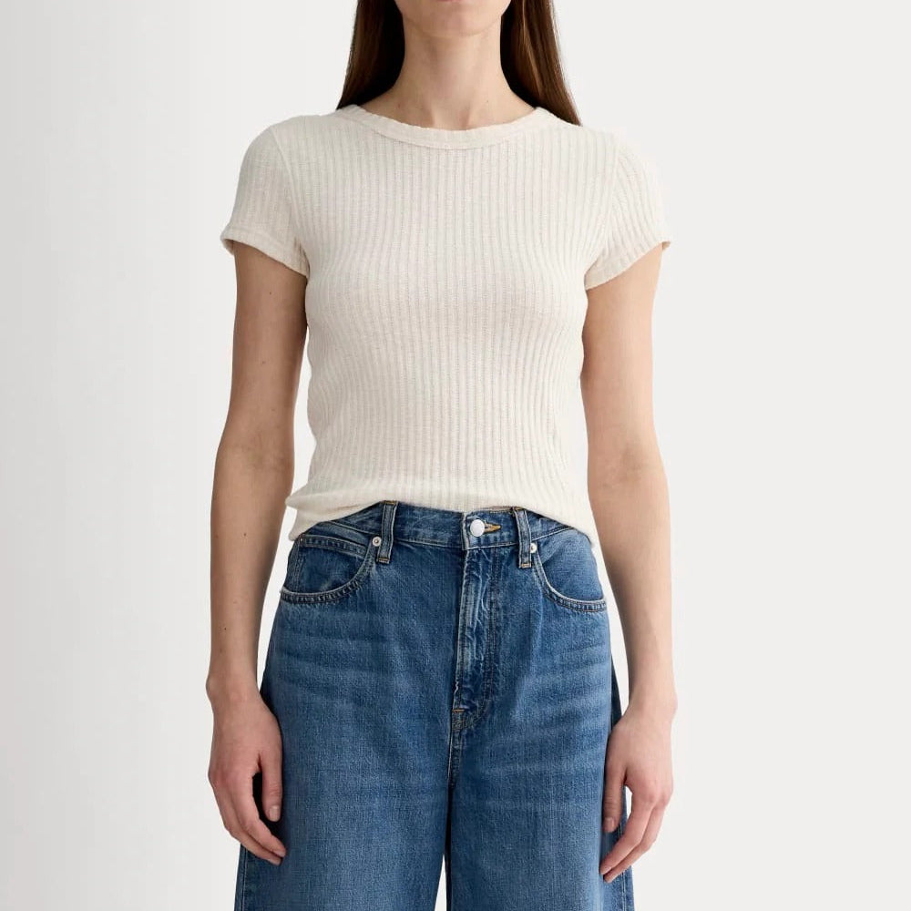 Solid Color Comfortable Ribbed T Shirt